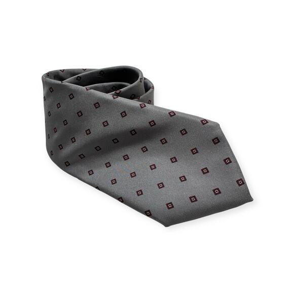 Neil Martin Italian Silk Tie Silver Grey Checkered Accessory One Size - Picture 2 of 10